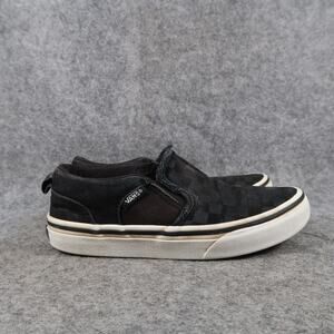 Vans Shoes Kids 1 Sneakers Slip On Asher Checkered Black Canvas Skate Casual